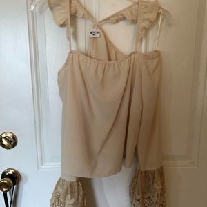 ASOS cold shoulder lace sleeve blouse